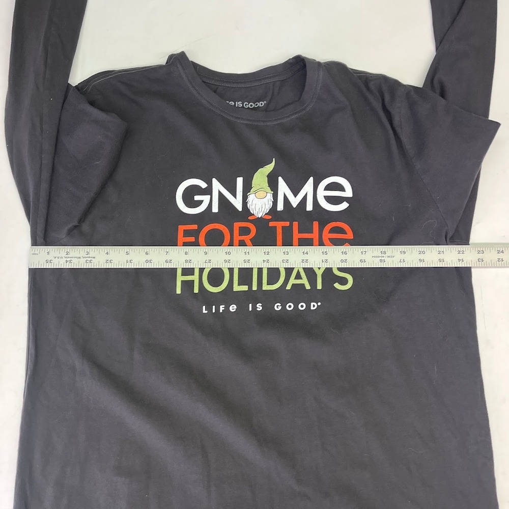Life is Good Mens Gnome For The Holidays Crusher Tee Navy Blue Long Sleeve L - Picture 12 of 14